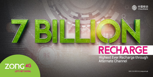 Zong hits 7 Billion Monthly Recharge Milestone Through Alternate Channels