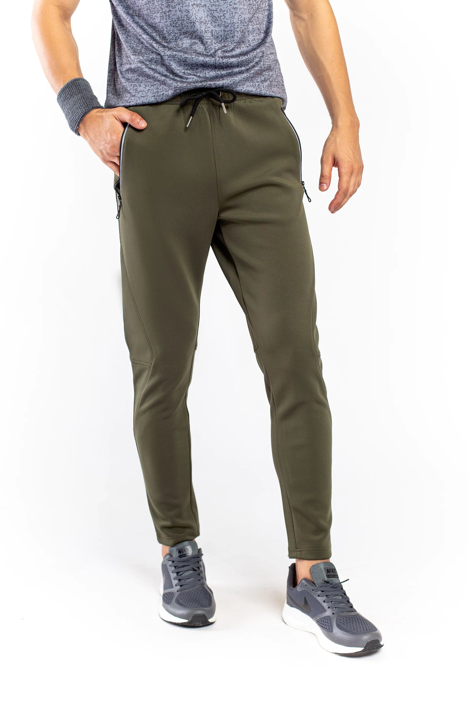 Army Green Double Interlock Trousers - 9figure