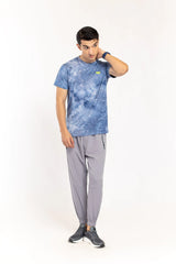 Blue Marbled T-Shirt By Nine Figures From Fahad Mustafa