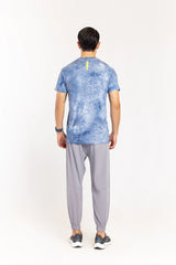 Blue Marbled T-Shirt By Nine Figures From Fahad Mustafa