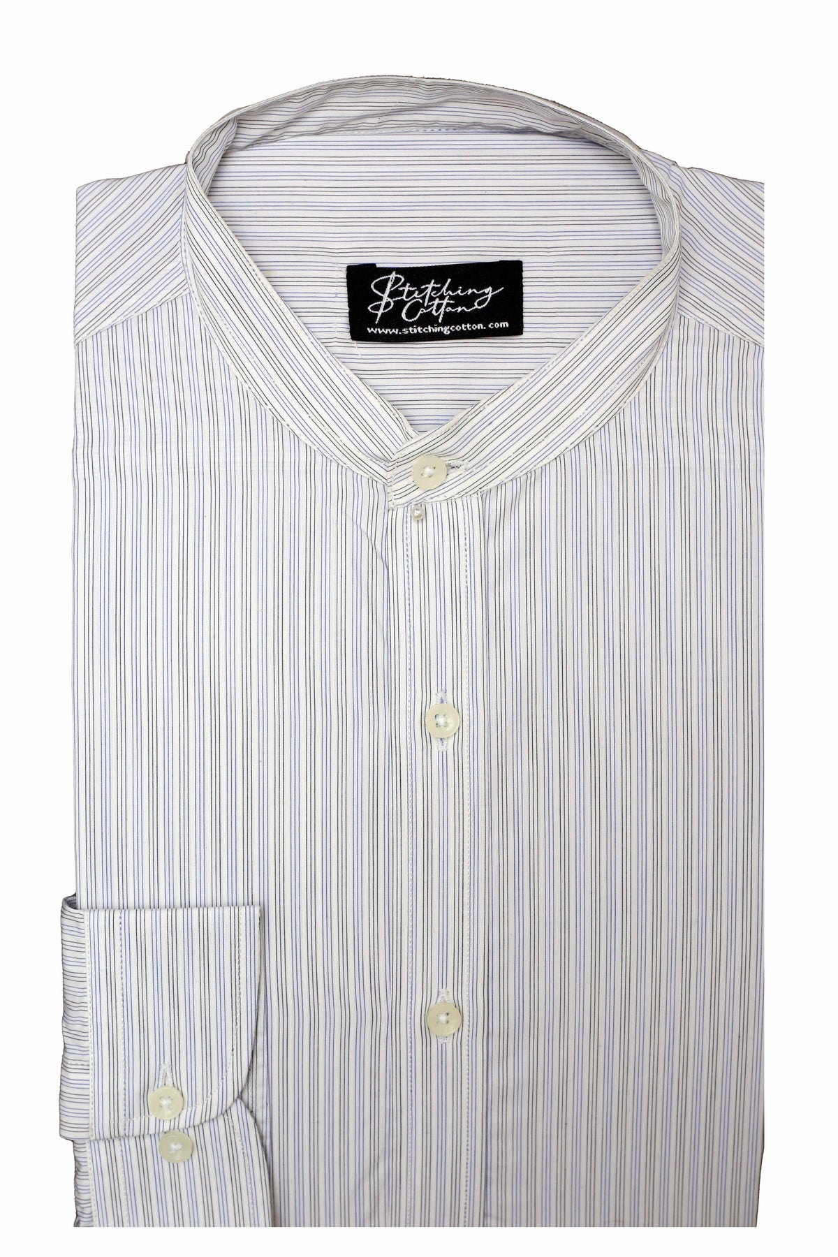 Mens Formal Stripe Shirt Band Collar