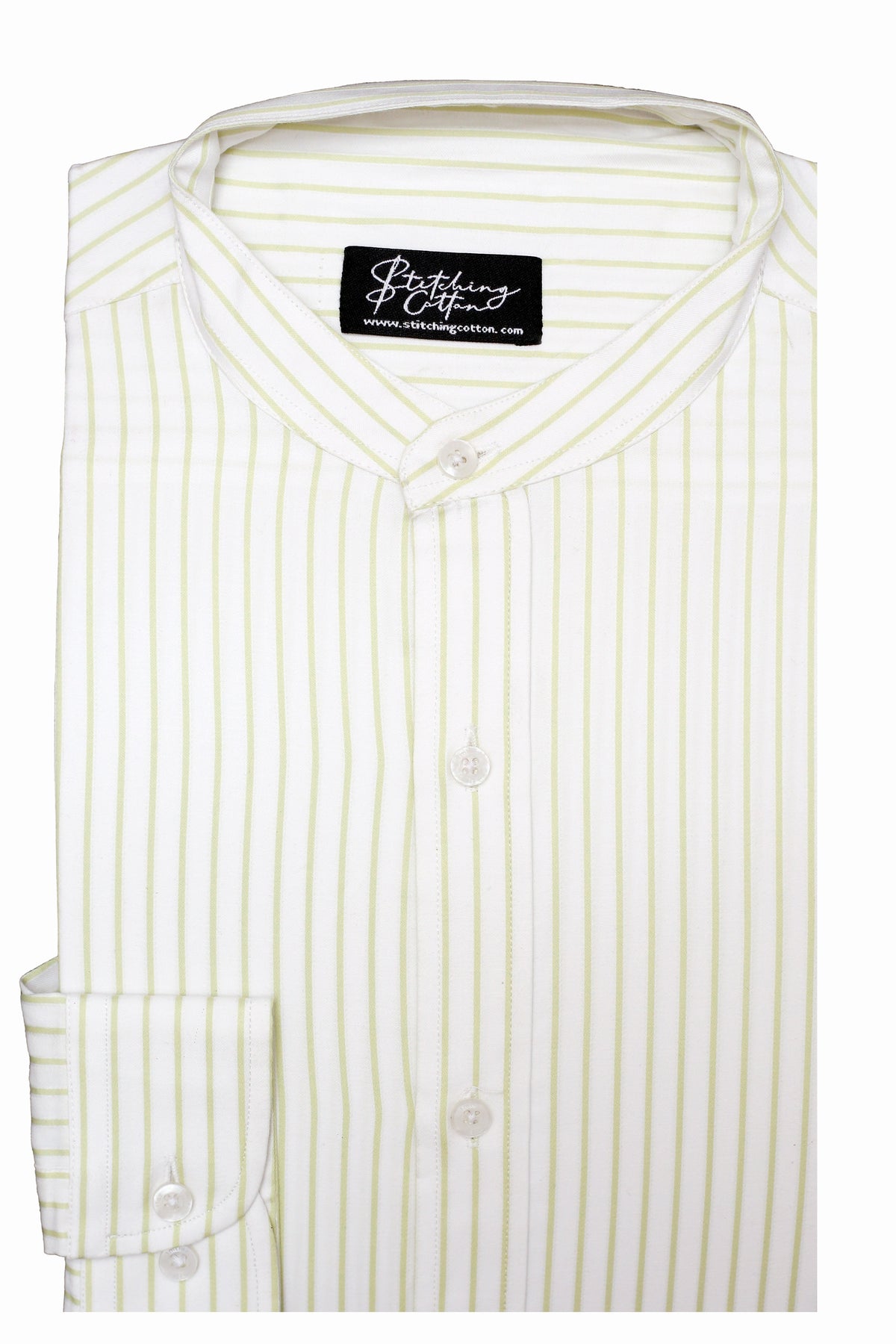 Mens Formal Stripe Shirt Band Collar