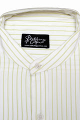 Mens Formal Stripe Shirt Band Collar