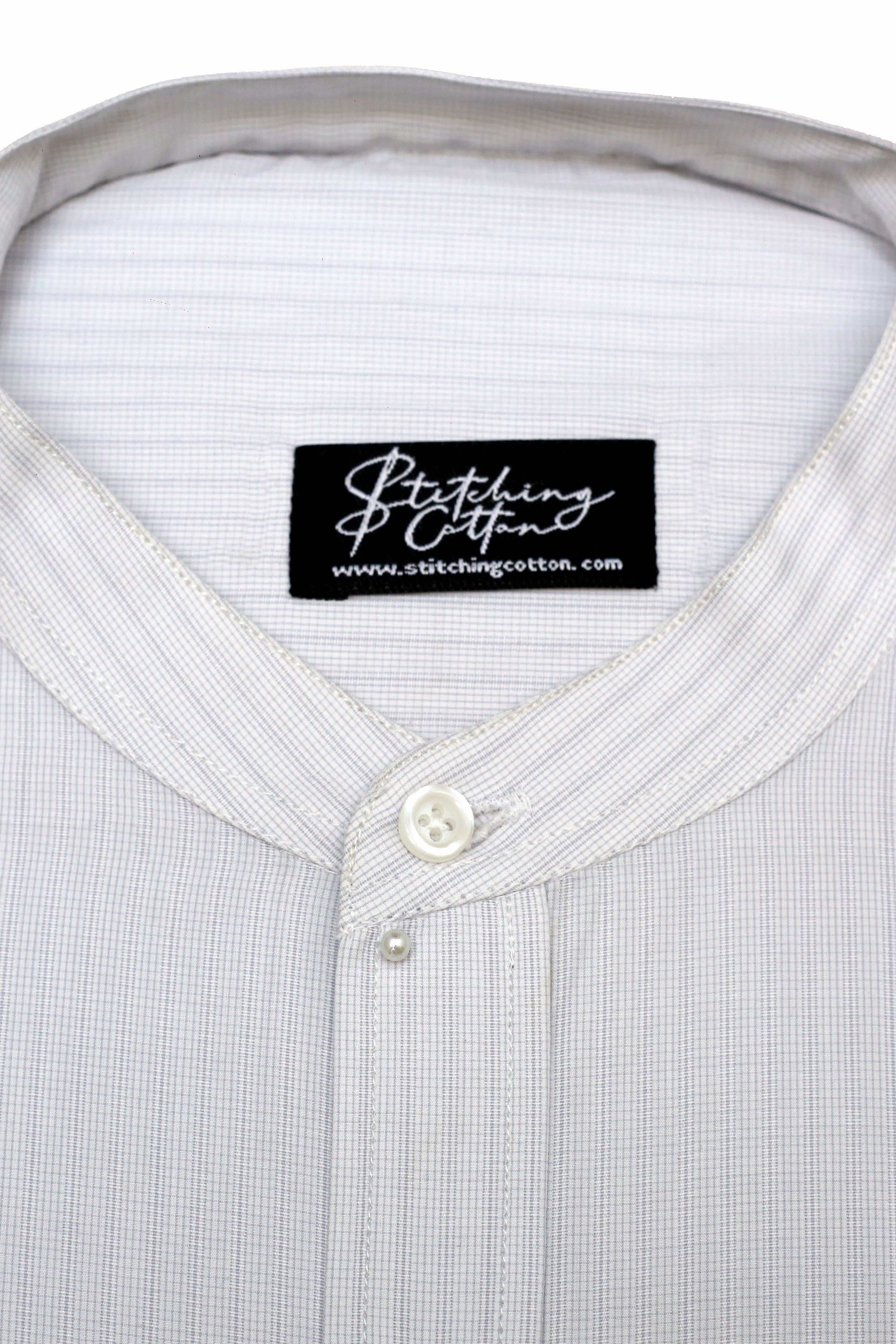 Mens Formal Stripe Shirt Band Collar