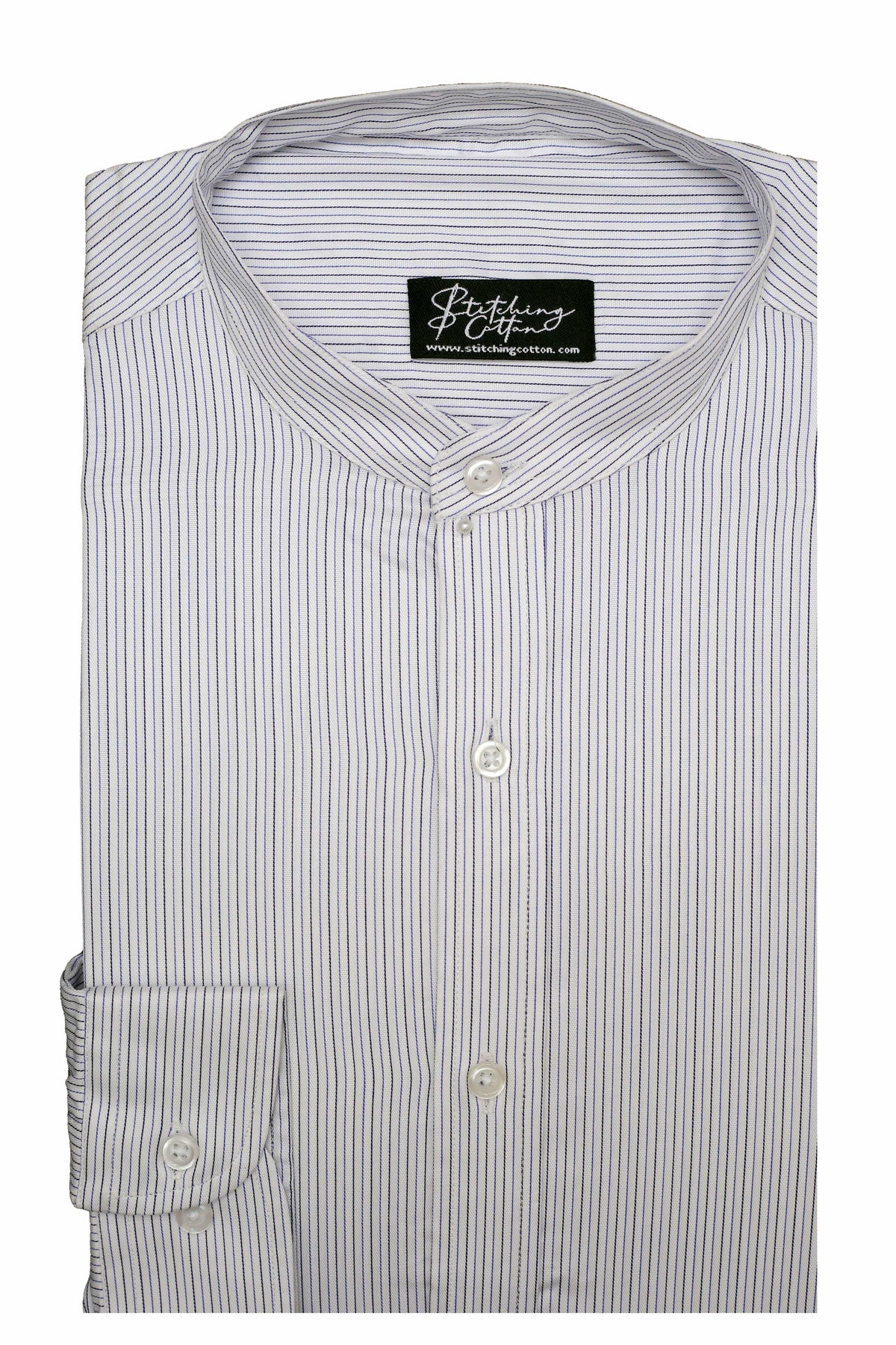 Mens Formal Stripe Shirt Band Collar