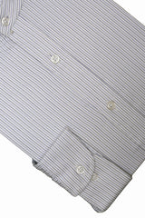 Mens Formal Stripe Shirt Band Collar