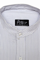 Mens Formal Stripe Shirt Band Collar