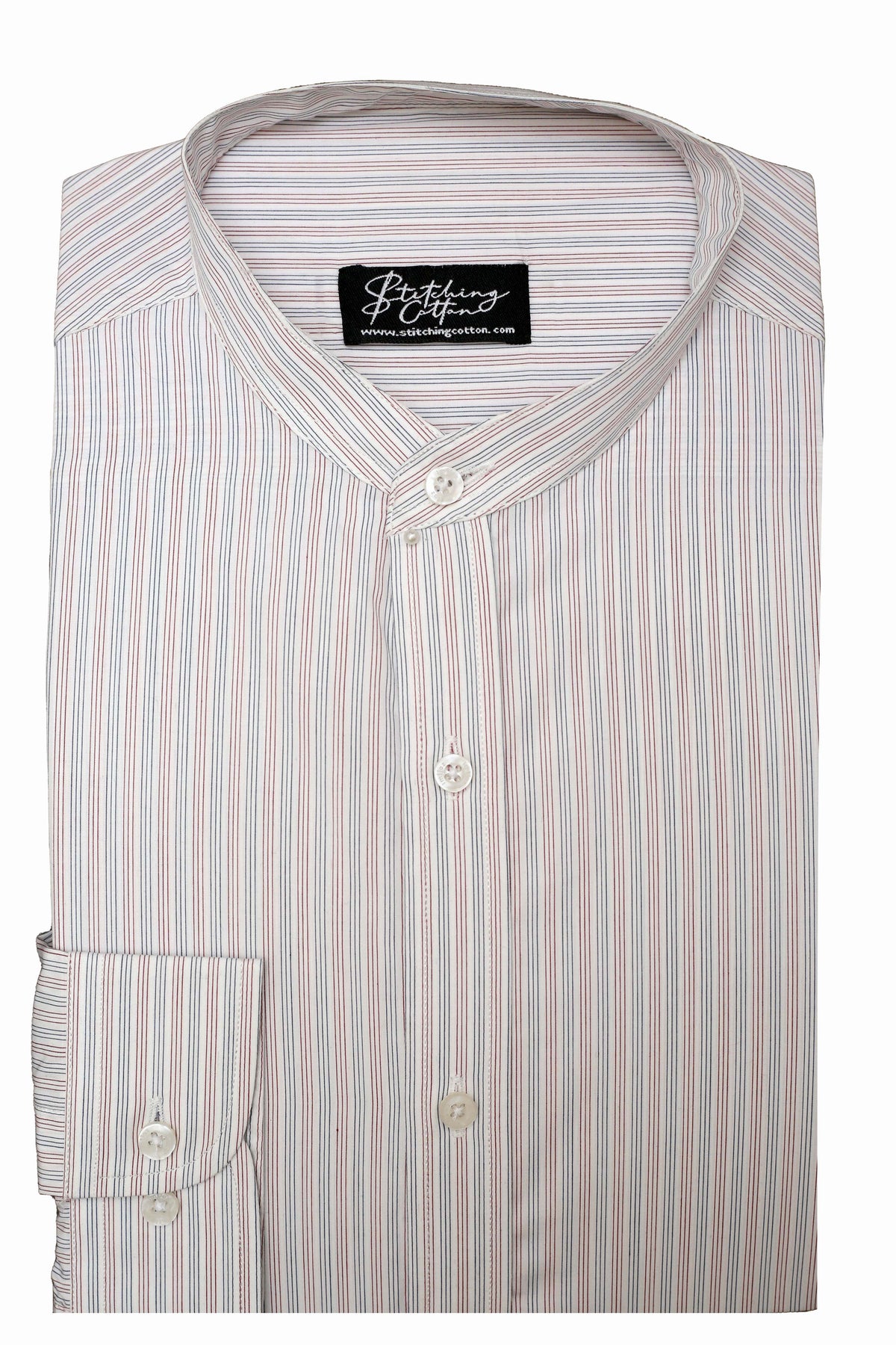 Mens Formal Stripe Shirt Band Collar