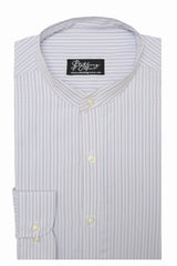 Men's Formal Stripe Shirt Band Collar