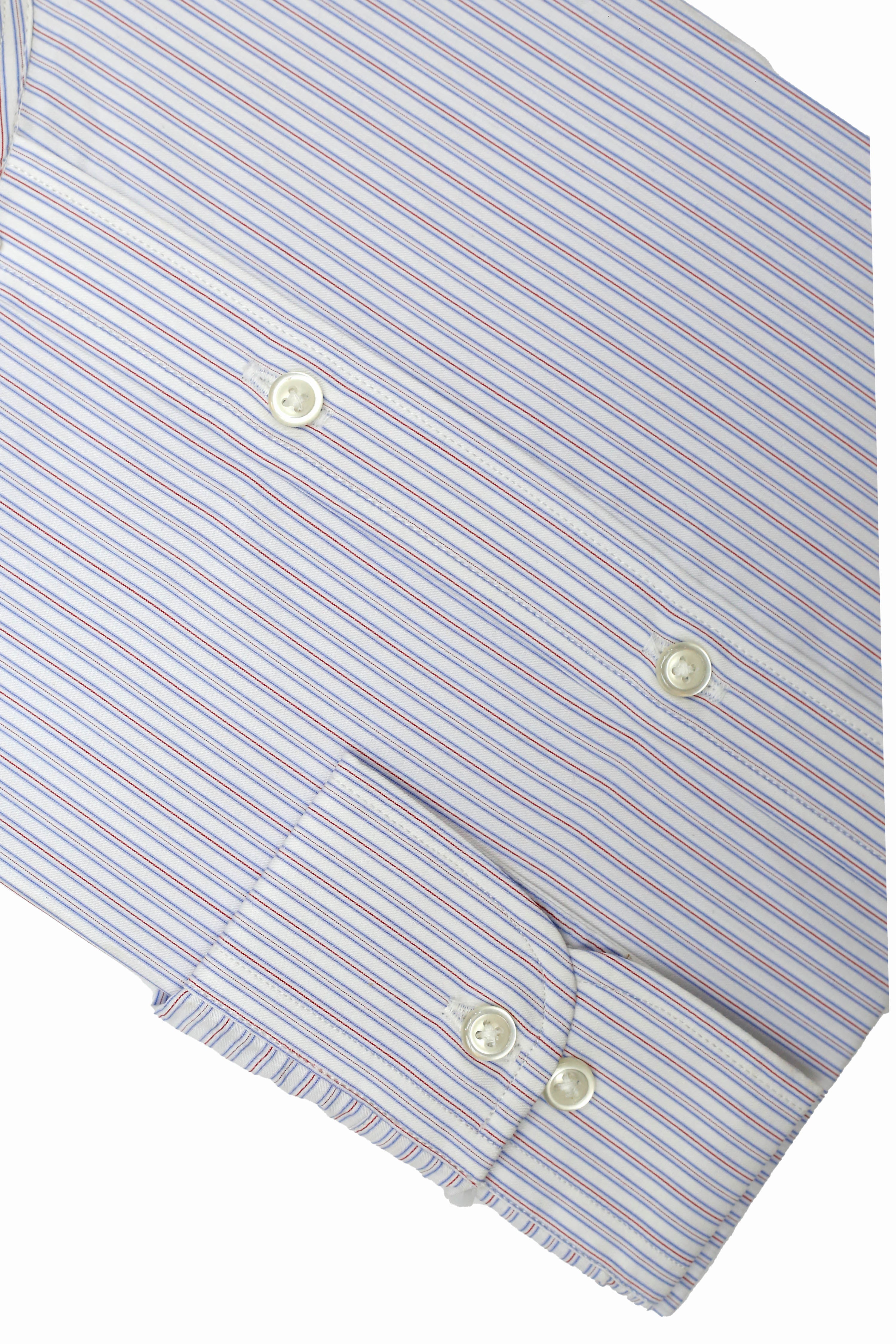 Men's Formal Stripe Shirt Band Collar